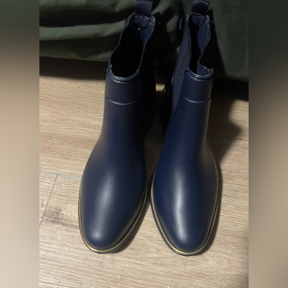 Kate Spade New York Sally Navy rain rubber ankle Boots women Sz 10